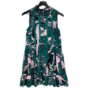 Sunday Best Aritzia | Tropical A-Line Mini Dress Green Pink | S